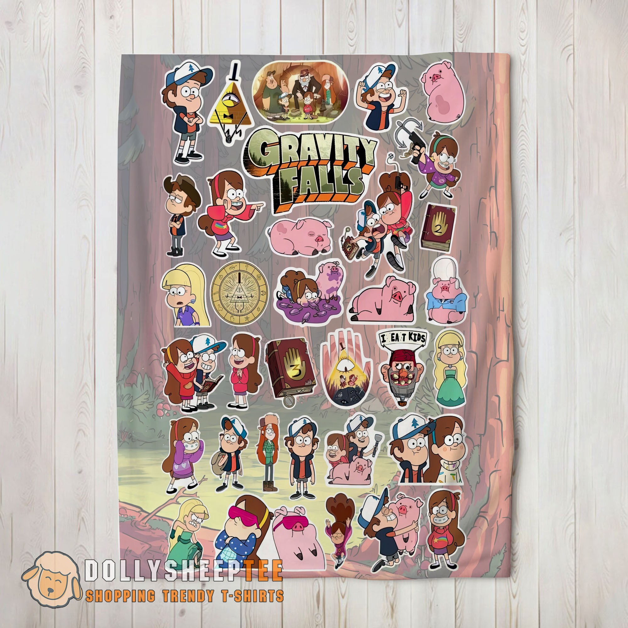 Awesome Gravity Falls Dipper Mabel & Waddles Sticker Collage Blanket Fleece Customized Blanket