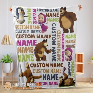 Official Top Personalized Masha And The Bear Blanket Fleece Customized Blanket