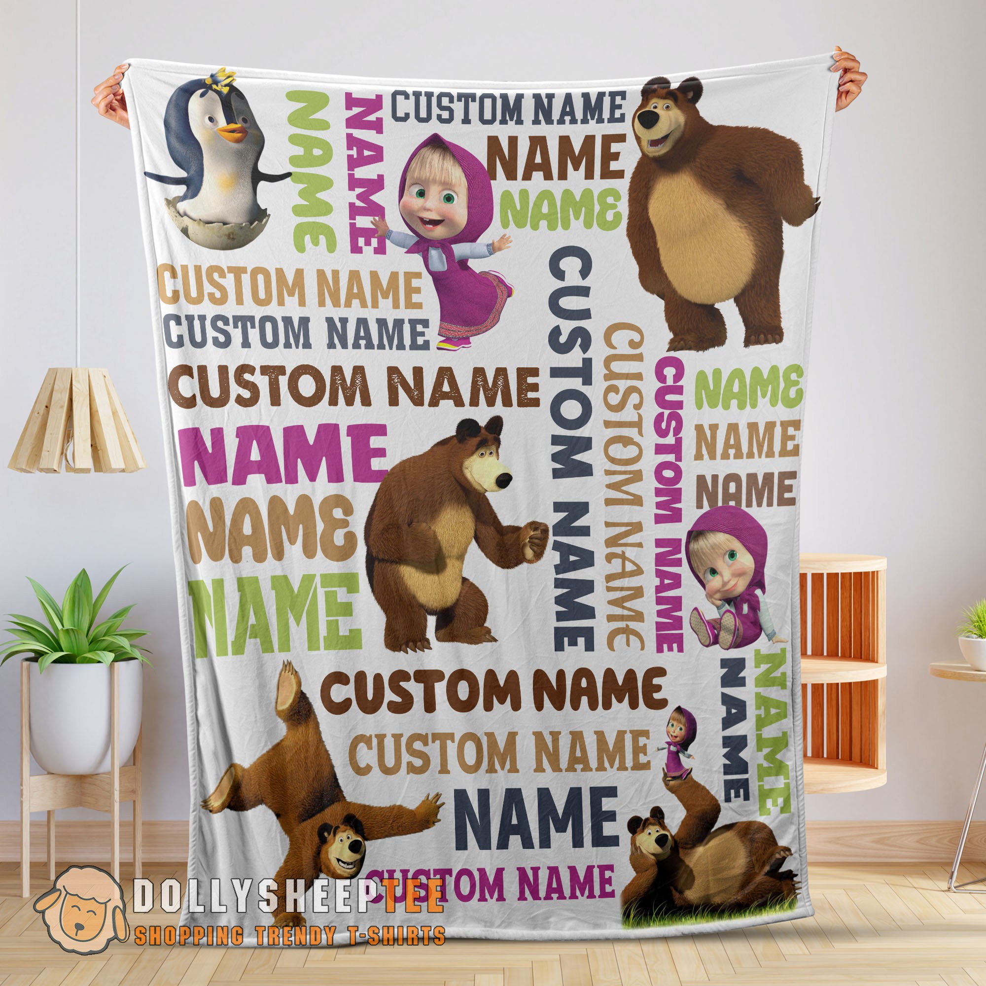 Official Top Personalized Masha And The Bear Blanket Fleece Customized Blanket