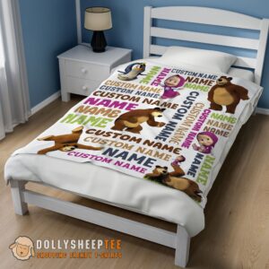 Alternative view of Official Top Personalized Masha And The Bear Blanket Fleece Customized Blanket