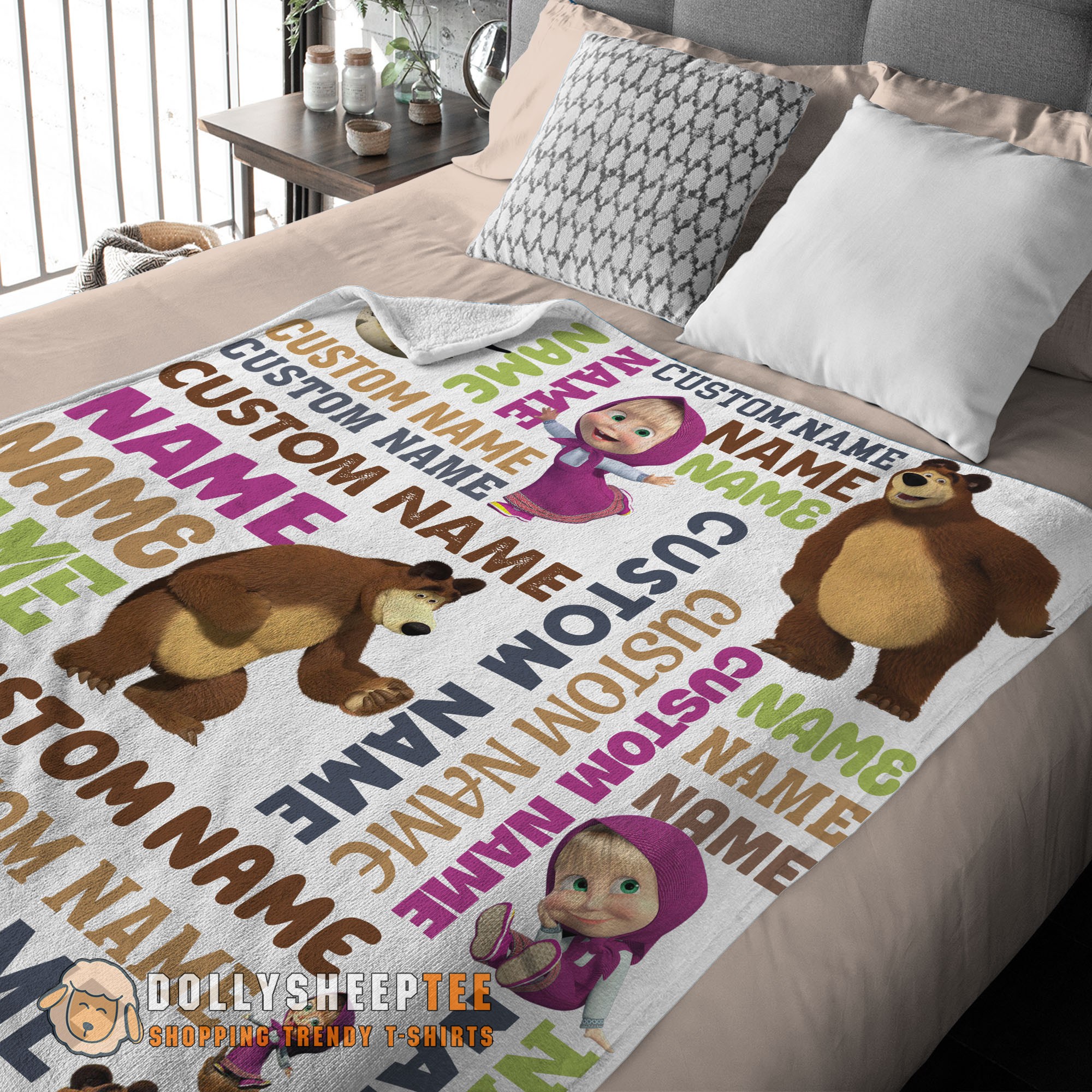 Official Top Personalized Masha And The Bear Blanket Fleece Customized Blanket - Image 3