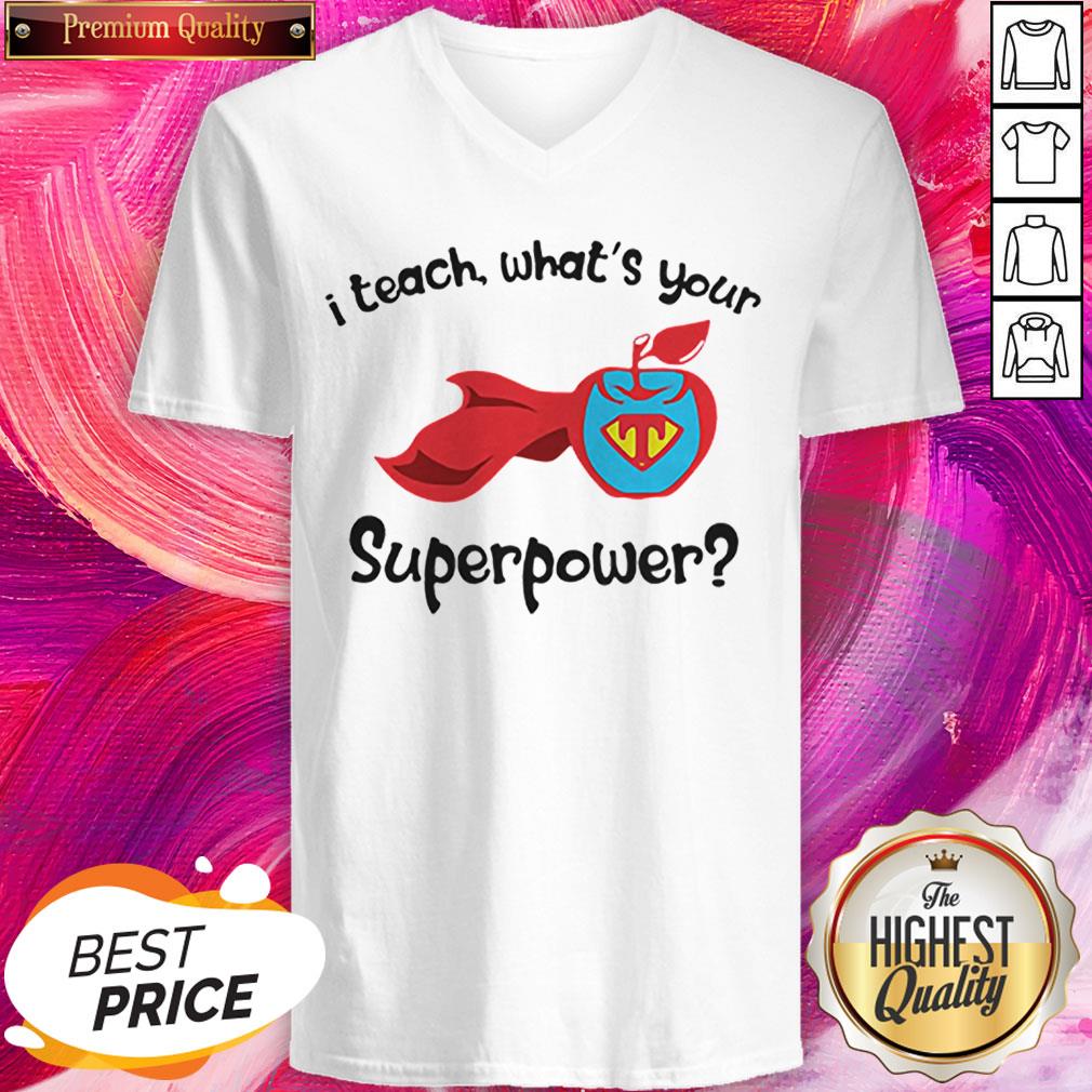 I Teach What’s Your Superpower Superhero Teacher Apple Shirt - Image 4