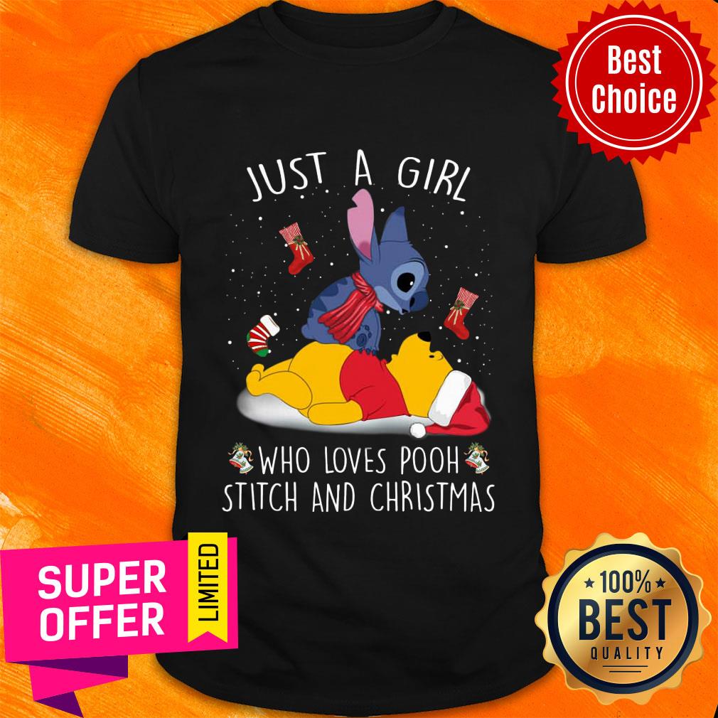 Stitch Just A Girl Who Loves Pooh Stitch And Christmas Shirt