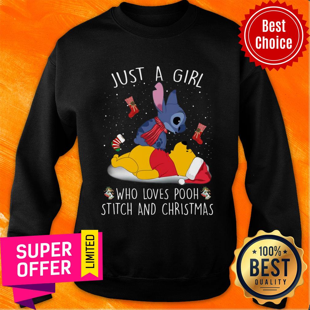 Stitch Just A Girl Who Loves Pooh Stitch And Christmas Shirt - Image 5