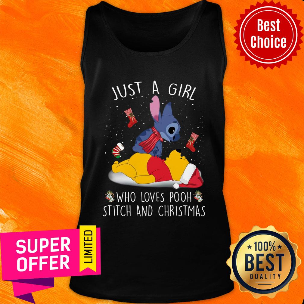 Stitch Just A Girl Who Loves Pooh Stitch And Christmas Shirt - Image 4
