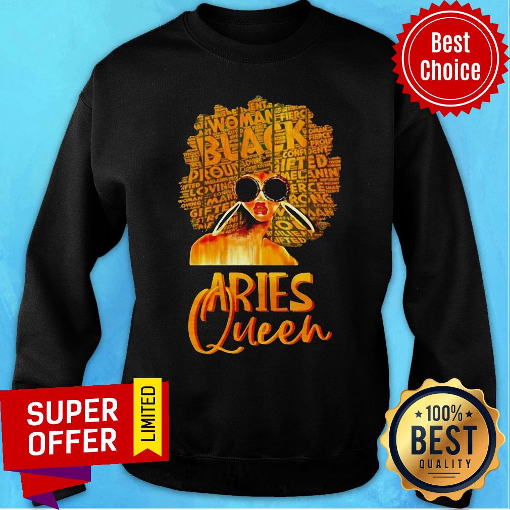 Premium Black Women Afro Hair Aries Queen Shirt - Image 5