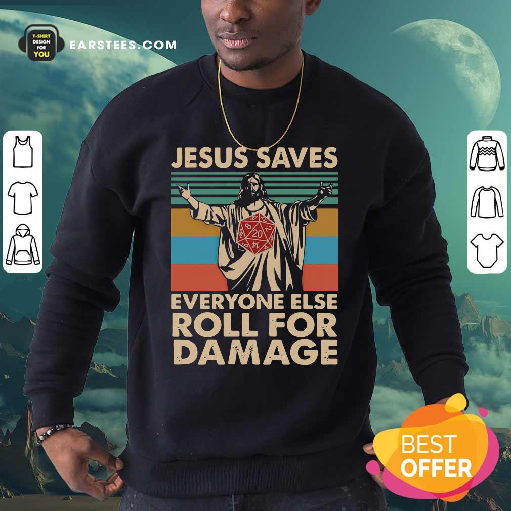 Official Jesus Saves Everyone Else Roll For Damage Vintage Retro Shirt - Image 5