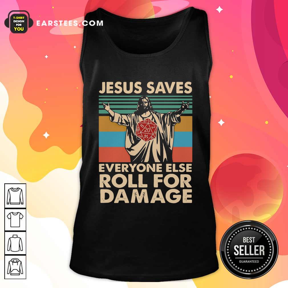 Official Jesus Saves Everyone Else Roll For Damage Vintage Retro Shirt - Image 4
