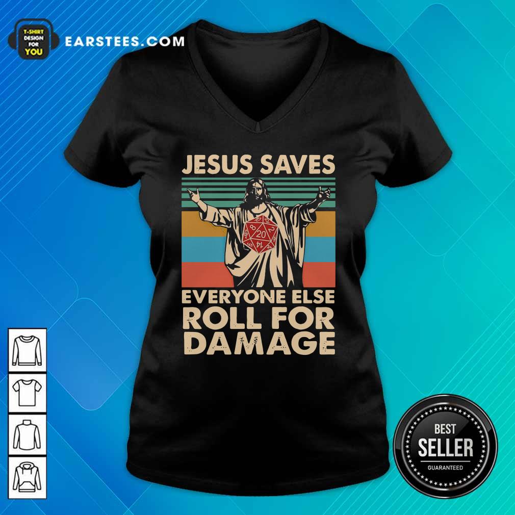 Official Jesus Saves Everyone Else Roll For Damage Vintage Retro Shirt - Image 3