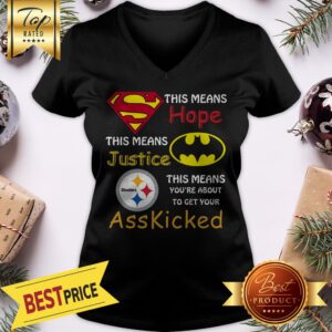 Alternative view of Official Pittsburgh Steelers Superman Means Hope Batman Ass Kicked Shirt