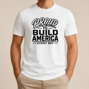 Good Labour Day Proud Builder With Line Art Typography Shirt