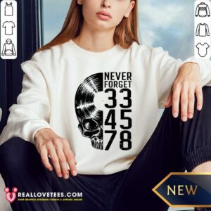Alternative view of Never Forget 33 45 78 RPM Vinyl Record Lover Gothic Skull Shirt