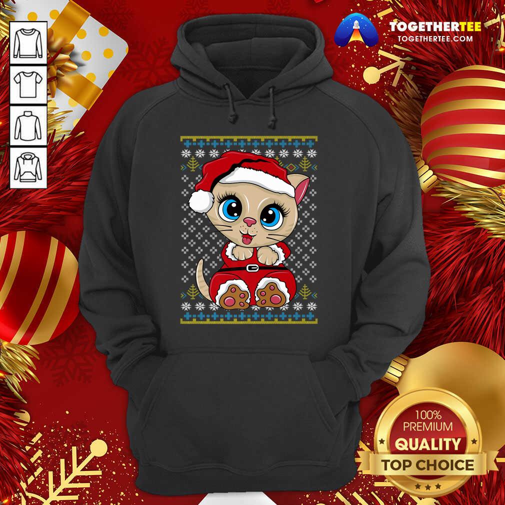 Original Santa Kitten Ugly Christmas Gift Xmas Cat Pajama T-Shirt - Image 5