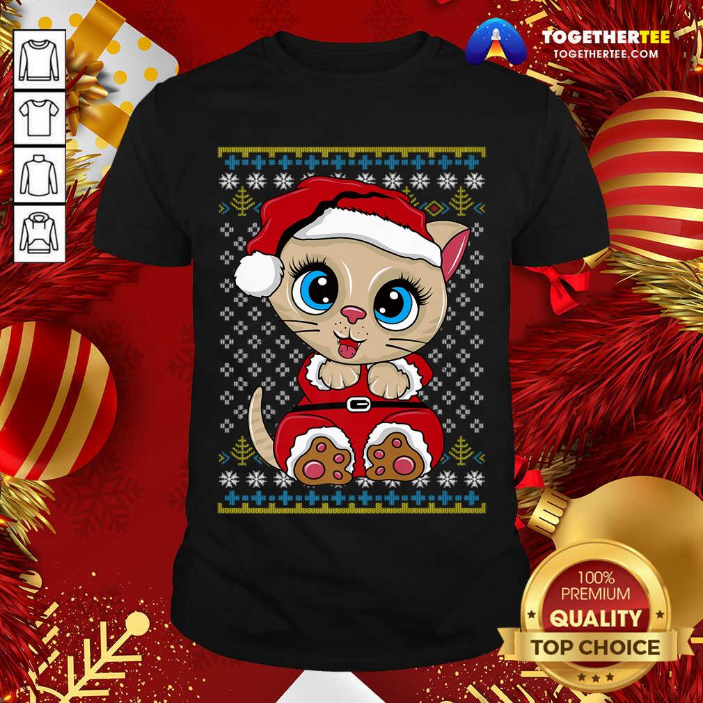Original Santa Kitten Ugly Christmas Gift Xmas Cat Pajama T-Shirt