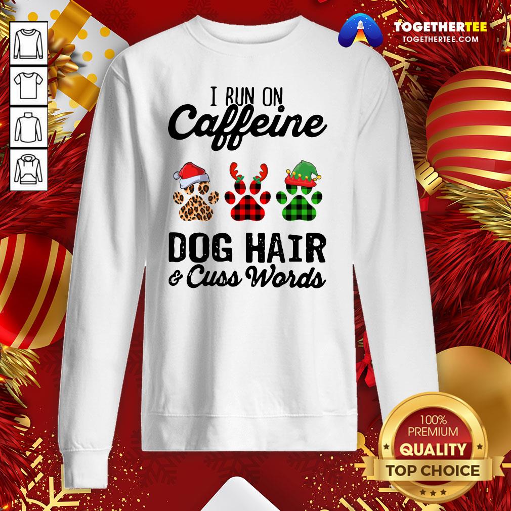 Top I Run Caffeine Dog Hair Cuss Words Hat Santa Xmas Shirt - Image 4