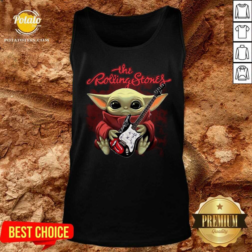 Perfect Baby Yoda Hug Guitar The Rolling Stones Shirt - Image 3