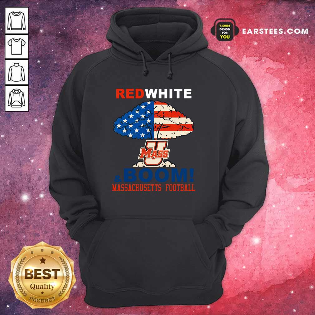 Red White Mass And Boom Massachusetts Football American Flag 4th Of July Shirt - Image 4