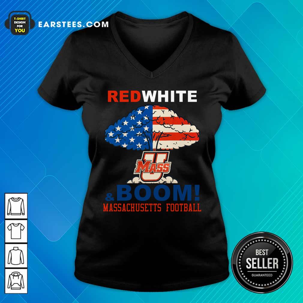 Red White Mass And Boom Massachusetts Football American Flag 4th Of July Shirt - Image 3