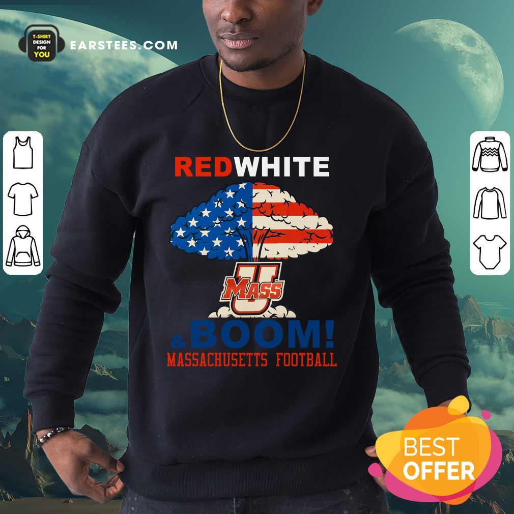 Red White Mass And Boom Massachusetts Football American Flag 4th Of July Shirt - Image 5