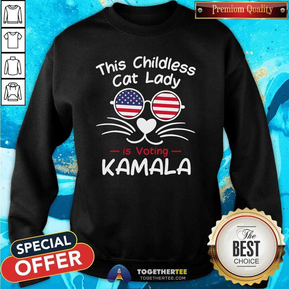 Great This Childless Cat Lady Is Voting Kalama Harris T-Shirt - Image 4