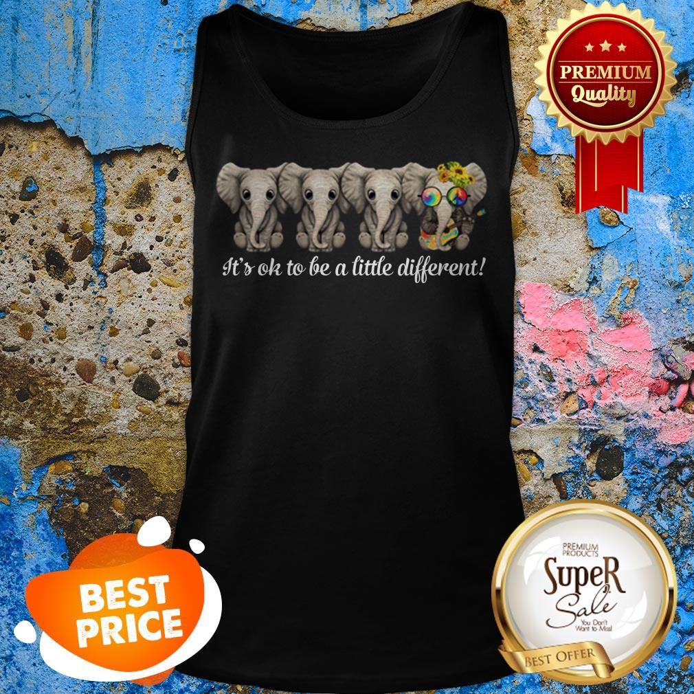 Nice Hippie Peace Sign Elephants It’s Ok To Be A Little Different Shirt - Image 2
