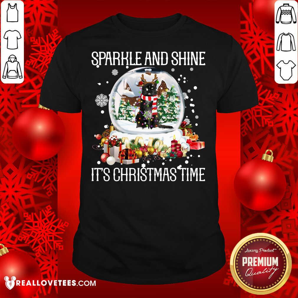 Cool Cat Sparkle And Shine It’s Christmas Time Shirt
