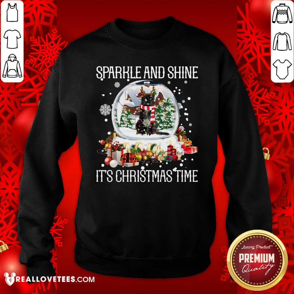 Cool Cat Sparkle And Shine It’s Christmas Time Shirt - Image 3