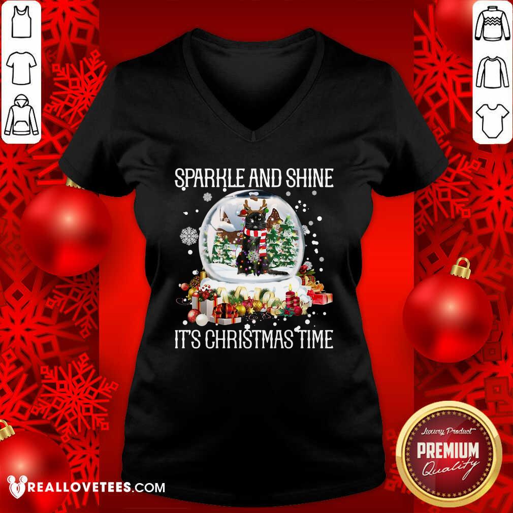 Cool Cat Sparkle And Shine It’s Christmas Time Shirt - Image 5