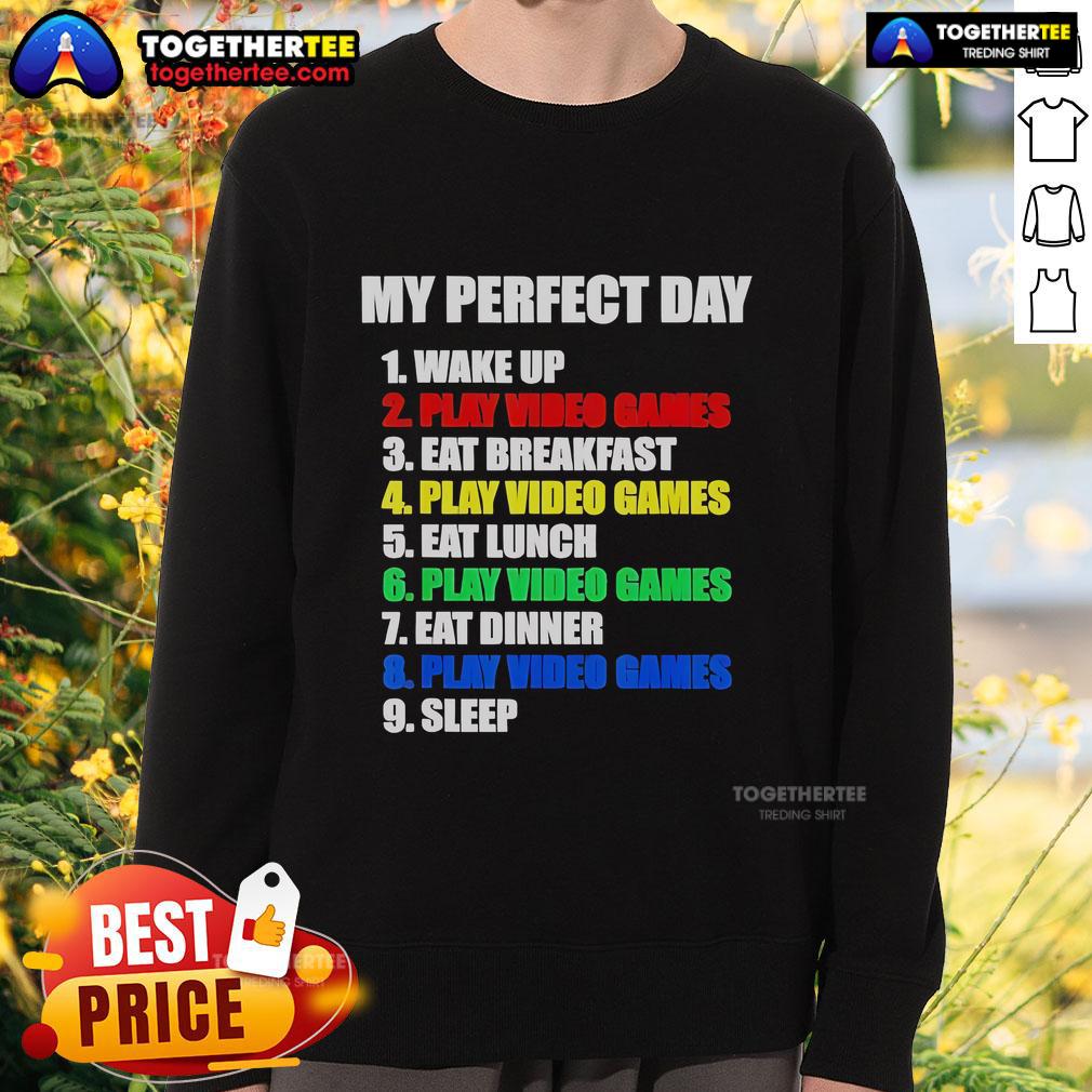 Official The Perfect Gaming Day Gamers T-Shirt - Image 5