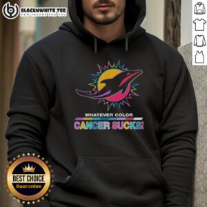 Alternative view of Good Miami Dolphins Football Whatever Color Cancer Sucks Logo Colors T-Shirt