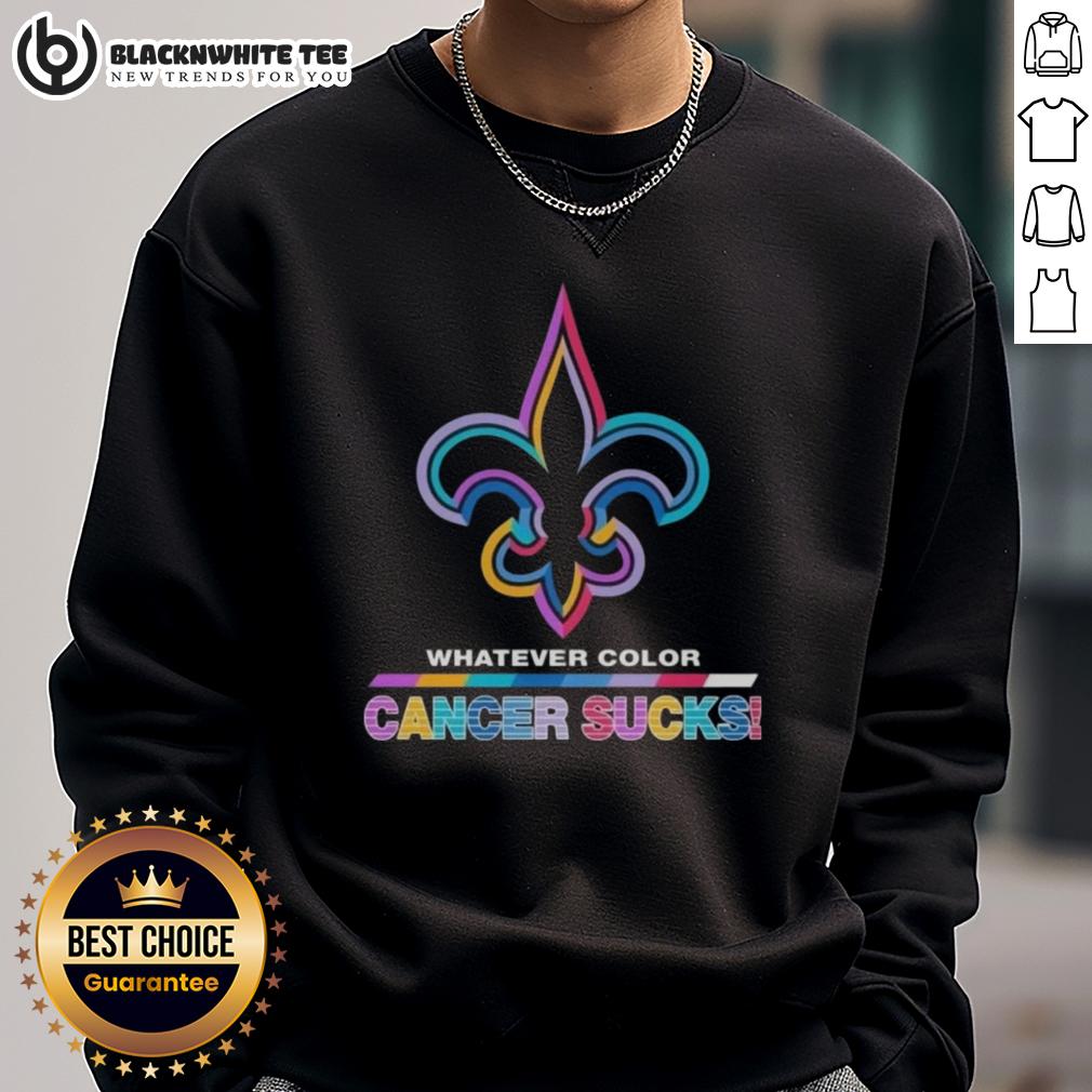 Good New Orleans Saints Football Whatever Color Cancer Sucks Logo Colors T-Shirt - Image 5