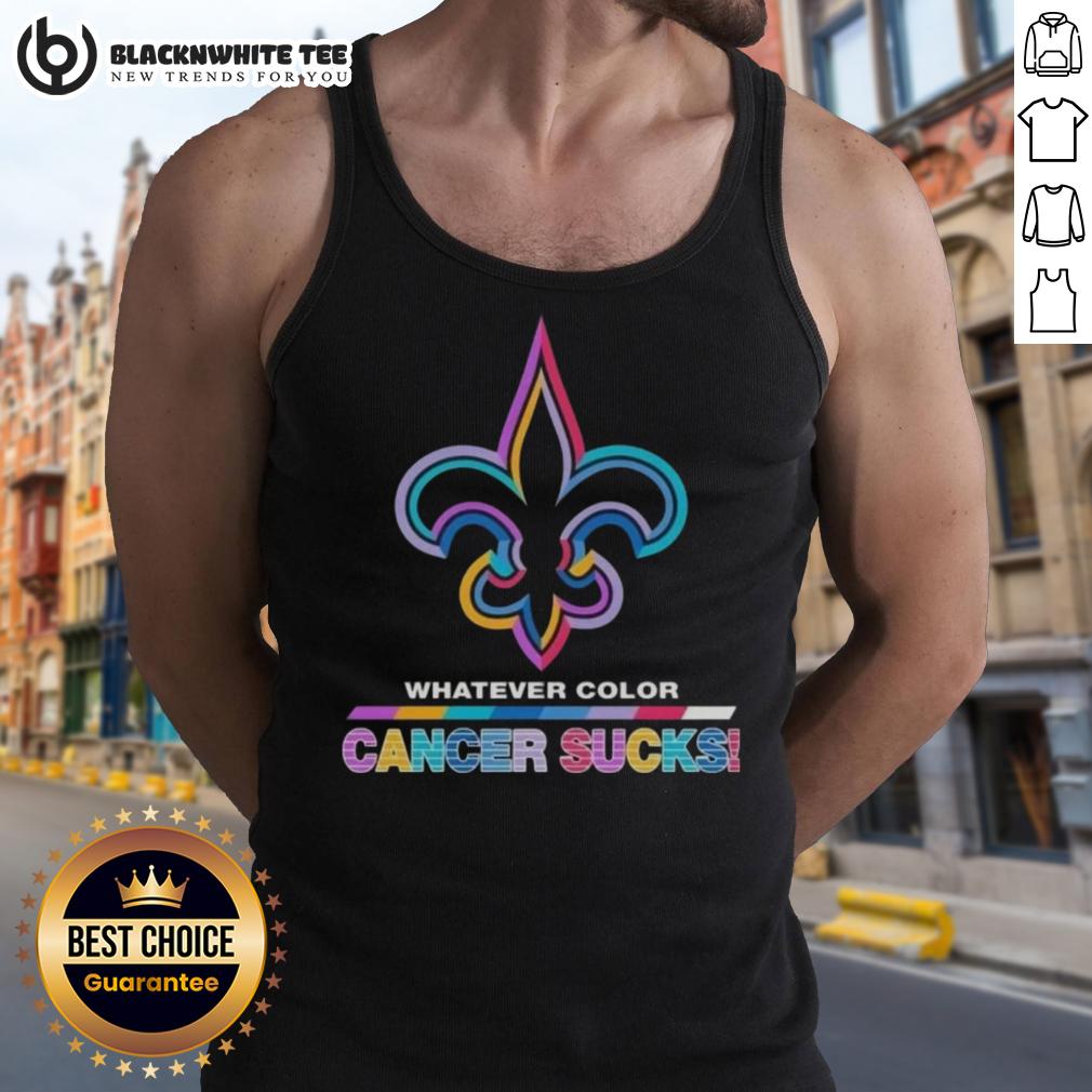 Good New Orleans Saints Football Whatever Color Cancer Sucks Logo Colors T-Shirt - Image 4