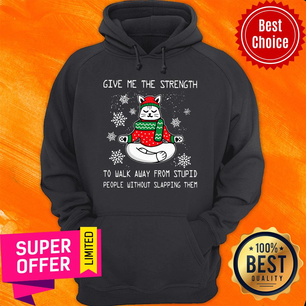 Santa Claus Cat Give Me The Strength To Walk Away From Stupid People Without Slapping Them Shirt - Image 2