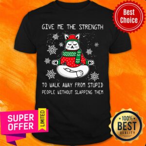 Santa Claus Cat Give Me The Strength To Walk Away From Stupid People Without Slapping Them Shirt