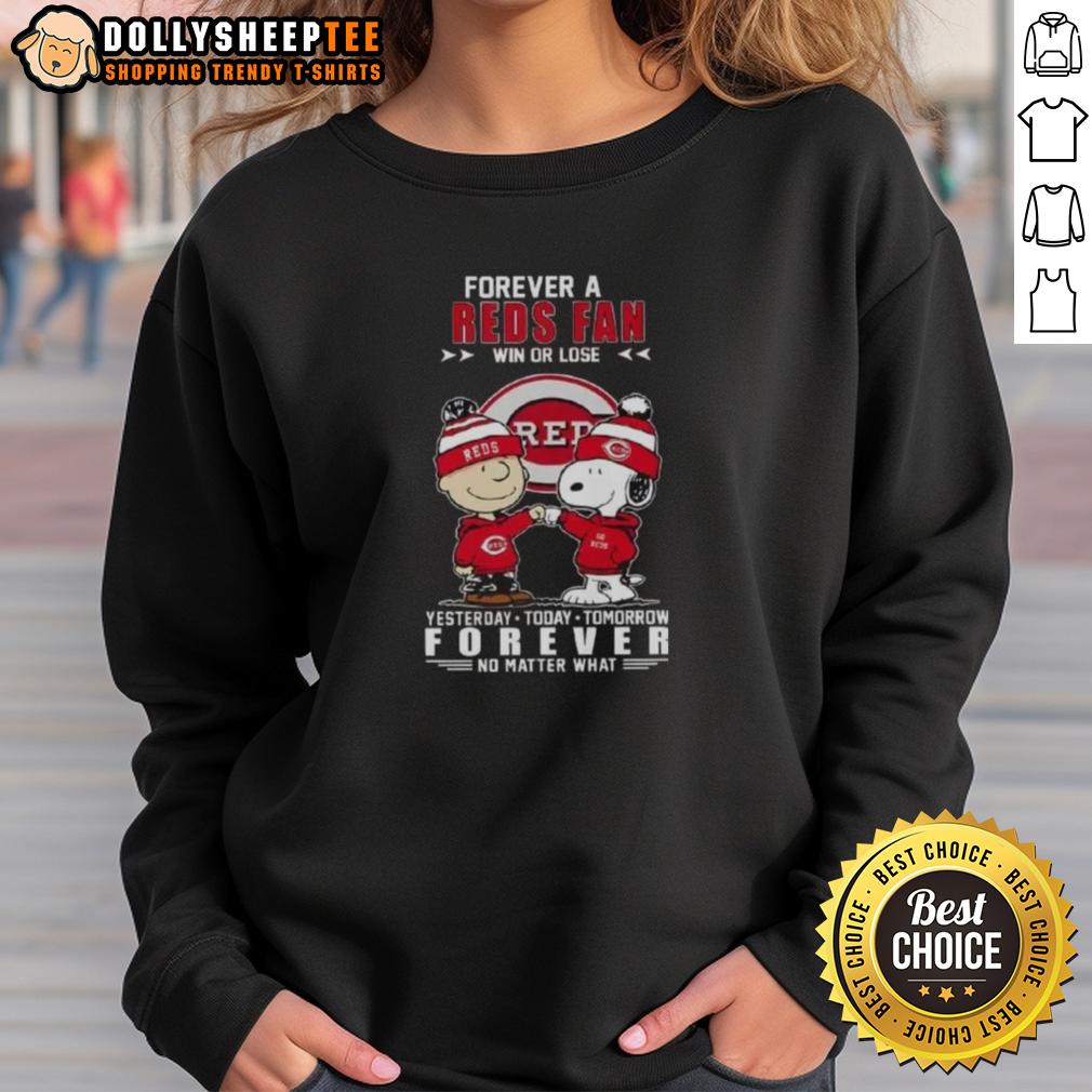 Top Snoopy X Charlie Brown Forever A Reds Fan Win Or Lose Yesterday Today Tomorrow No Matter What T-Shirt - Image 5
