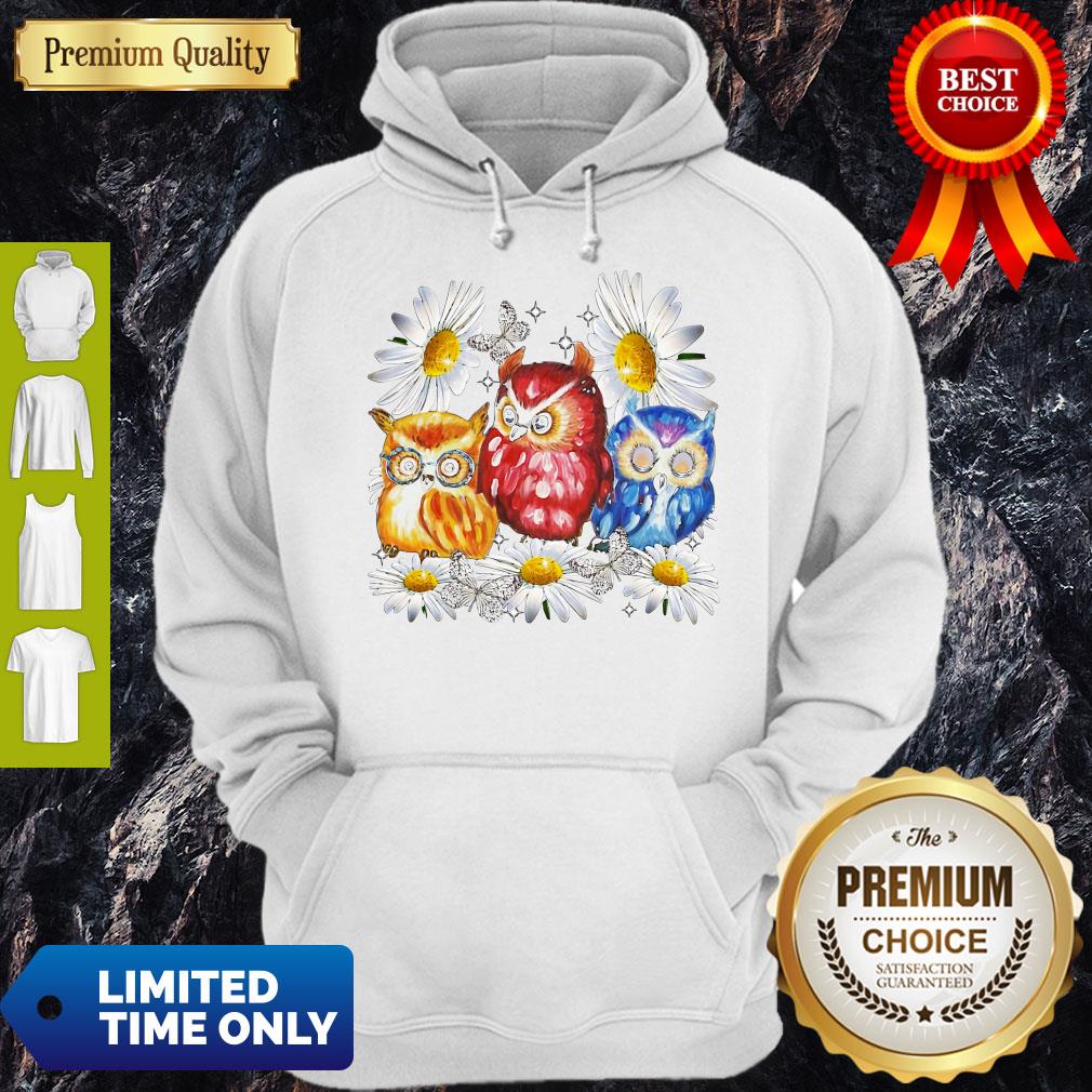 Official Owl And Daisy Flower Shirt - Image 2