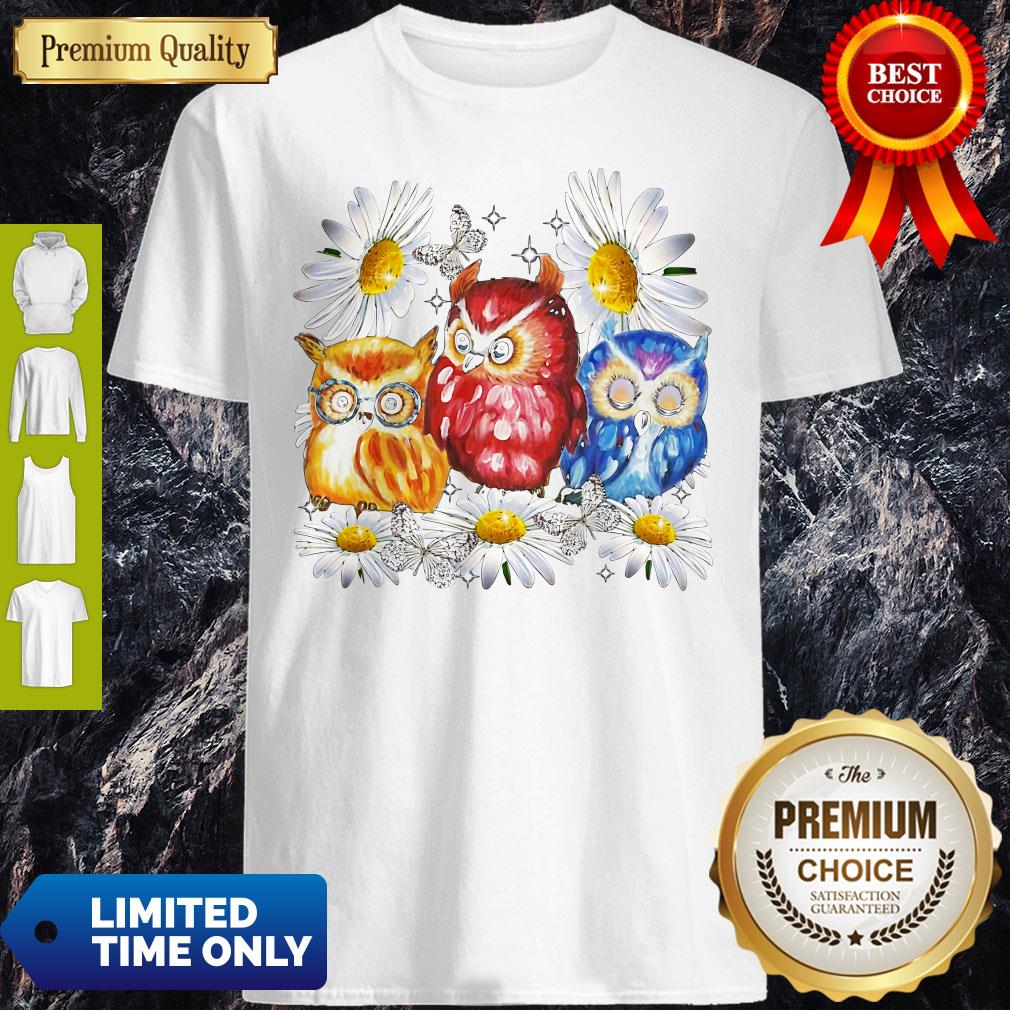 Official Owl And Daisy Flower Shirt
