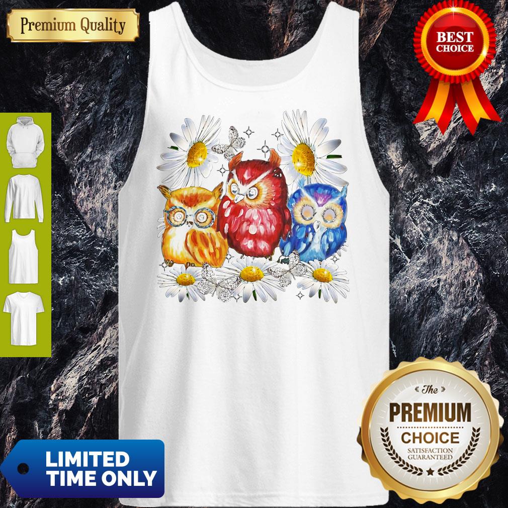 Official Owl And Daisy Flower Shirt - Image 4