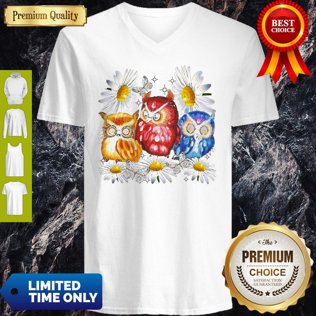 Official Owl And Daisy Flower Shirt - Image 3