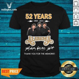 Hot 52 Years 1969 2021 Alabama Thank You For The Memories Signatures Shirt