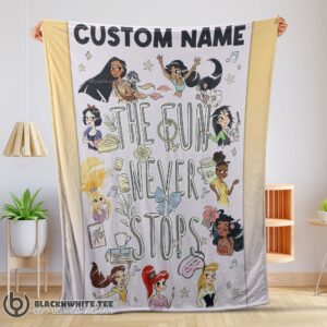 Awesome Cute Disney Princess The Fun Never Stops Blanket Fleece Customized Blanket
