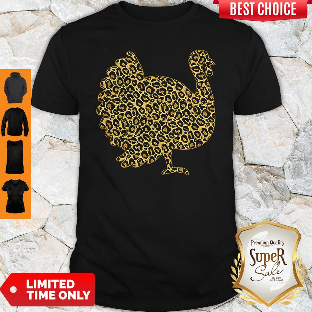 Leopard Print Turkey Thanksgiving Fall Autumn Gobble Gift Shirt