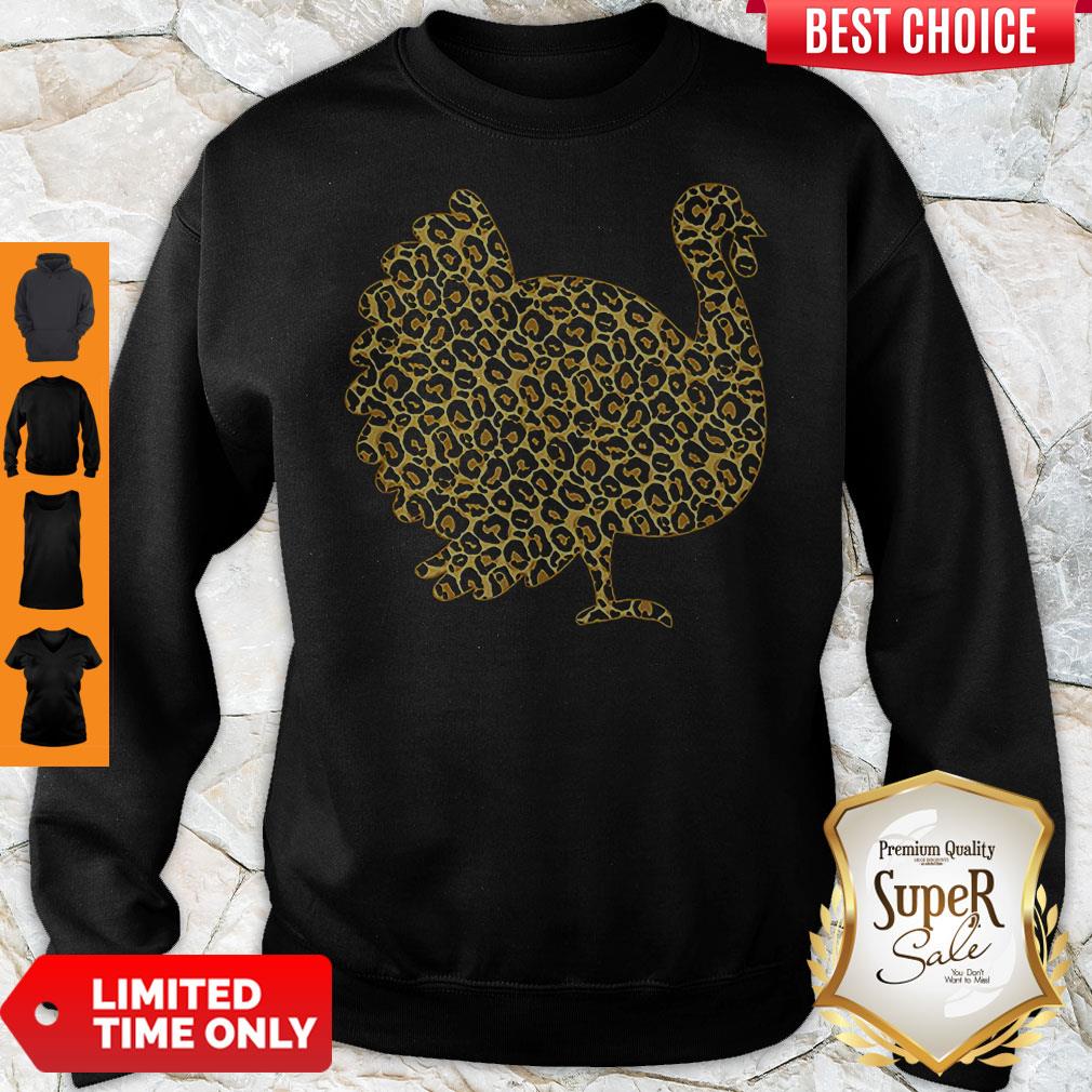 Leopard Print Turkey Thanksgiving Fall Autumn Gobble Gift Shirt - Image 5