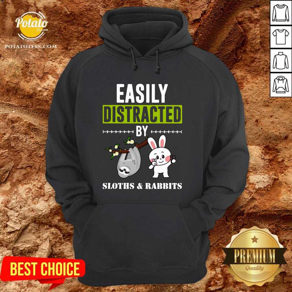 Top Easily Distracted By Sloths Lover Design Cute Rabbits Shirt - Image 5