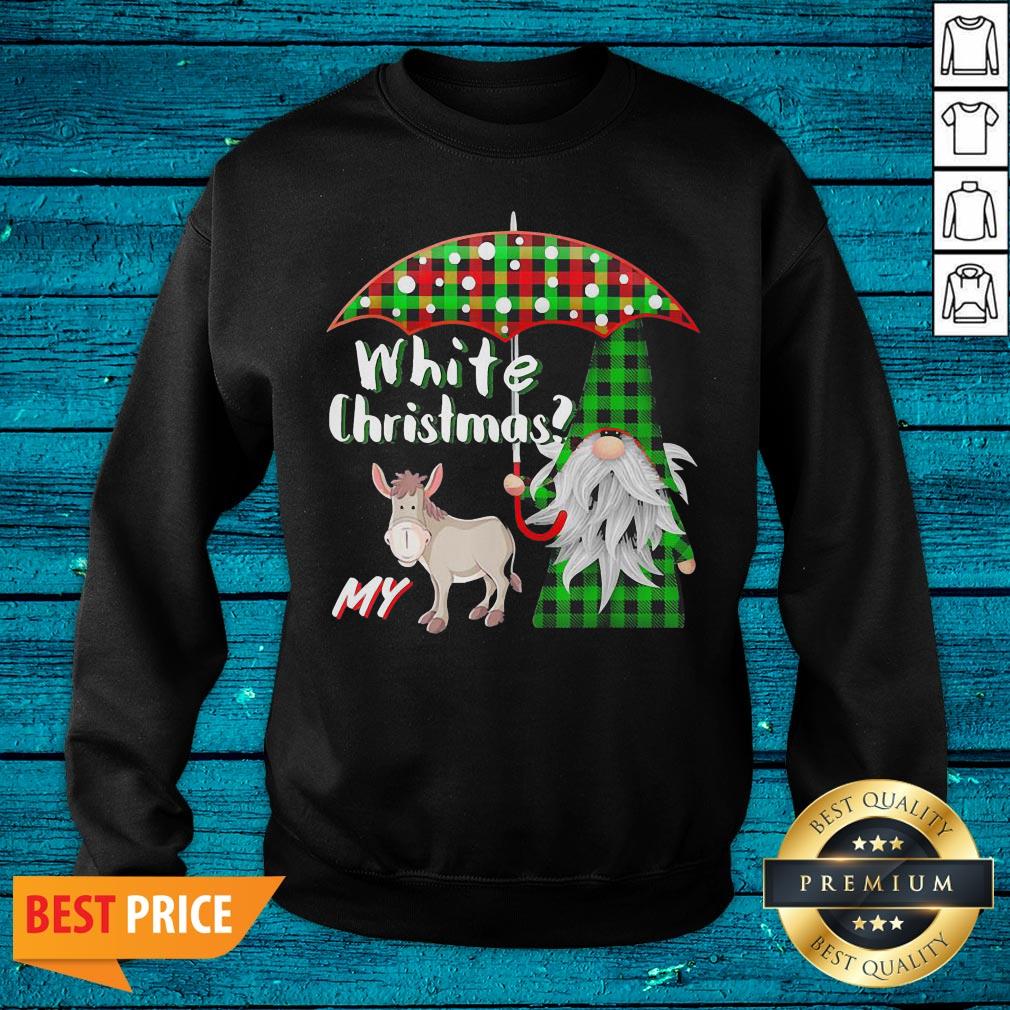 Hot Plaid Gnome And Donkey White Christmas Shirt - Image 2