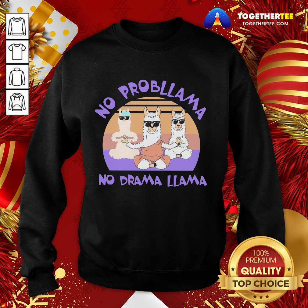 Cute Llama Yoga No Prob Llama No Drama Llama Vintage Shirt - Image 4