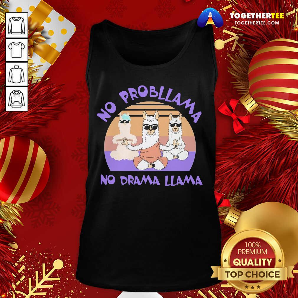 Cute Llama Yoga No Prob Llama No Drama Llama Vintage Shirt - Image 3
