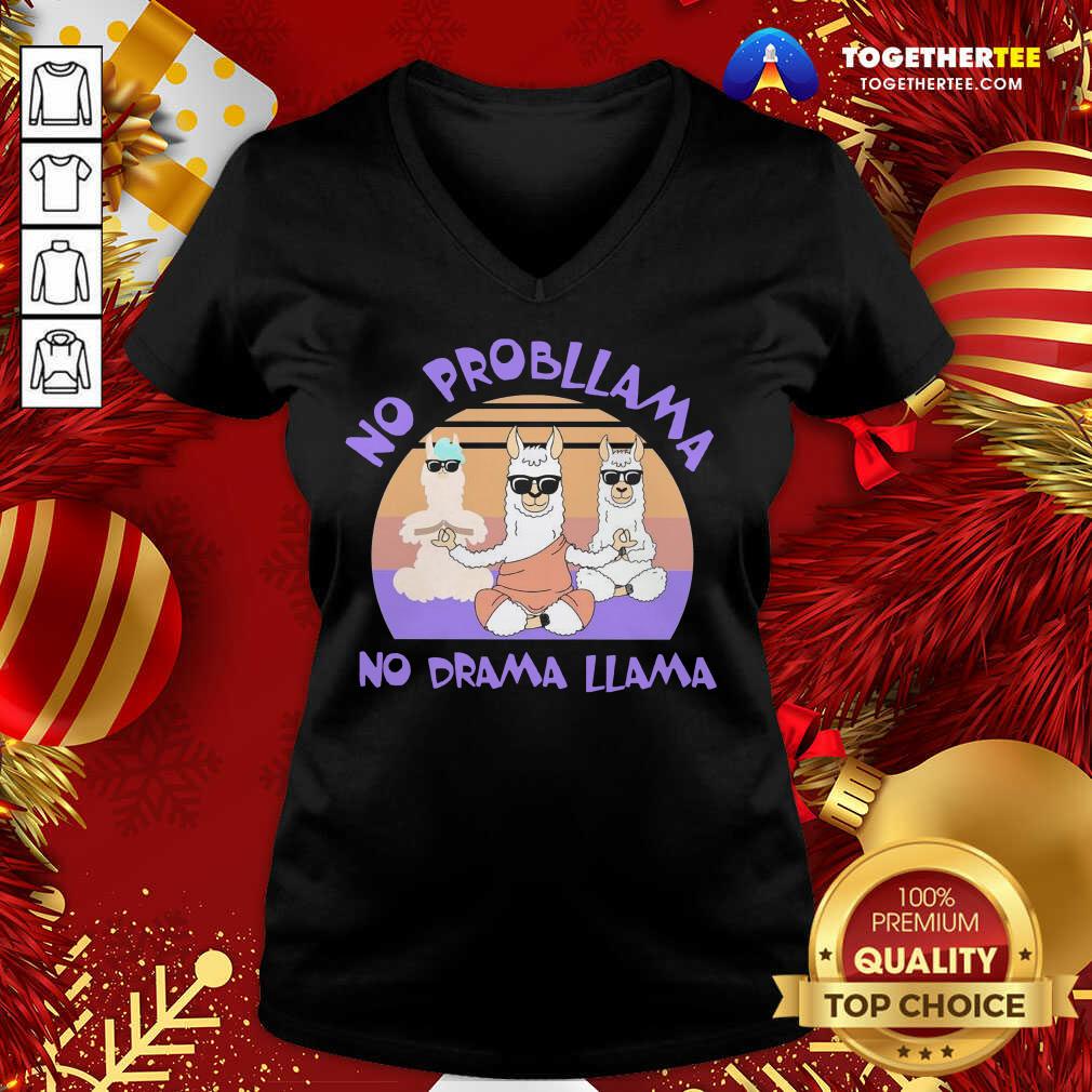 Cute Llama Yoga No Prob Llama No Drama Llama Vintage Shirt - Image 2