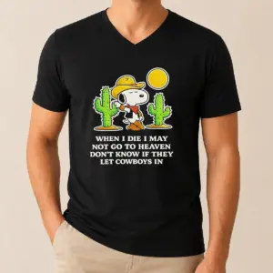 Alternative view of Nice Snoopy Cowboy When I Die I May Not Go To Heaven Shirt