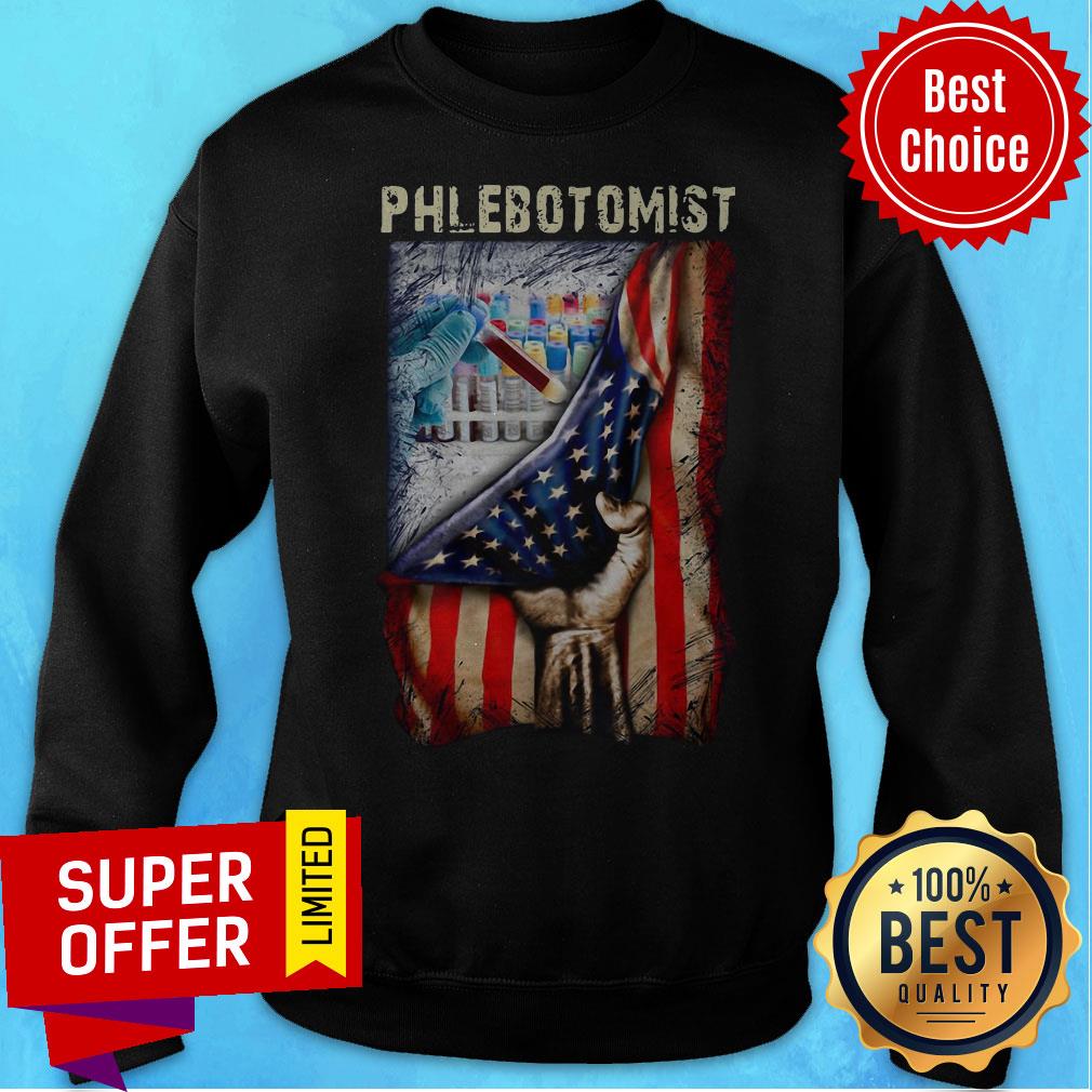 Funny American Flag Vaccine Phlebotomist Shirt - Image 2